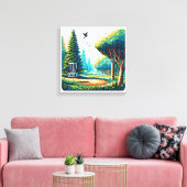Disk Golf Pixel Art Leinwanddruck (Insitu (Wohnzimmer))