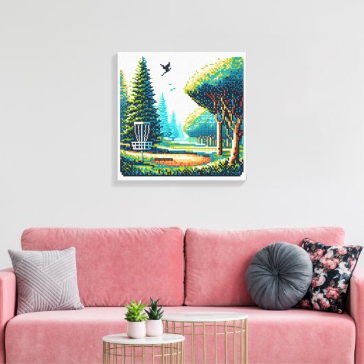 Disk Golf Pixel Art Leinwanddruck (Insitu (Wohnzimmer))