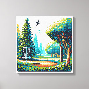 Disk Golf Pixel Art Leinwanddruck