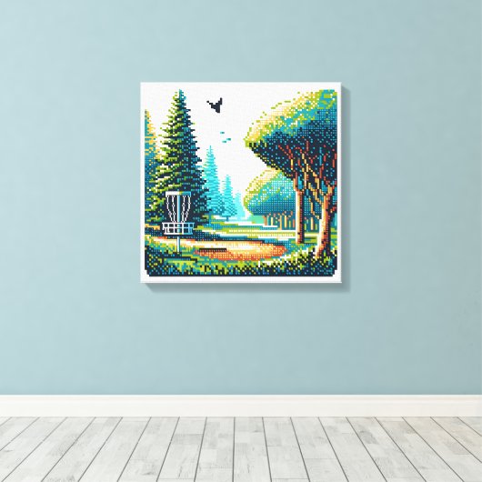 Disk Golf Pixel Art Leinwanddruck (Insitu (Holzboden))