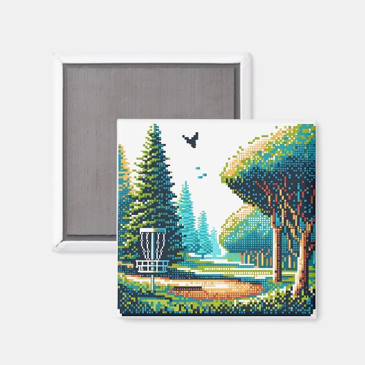 Disk Golf Pixel Art Magnet (Vorderseite/Rückseite)