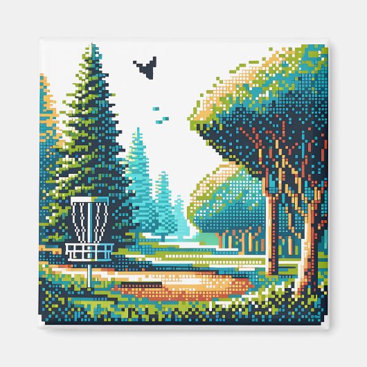Disk Golf Pixel Art Magnet (Vorne)