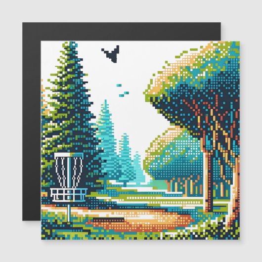 Disk Golf Pixel Art Magnetkarte (Vorne/Hinten)