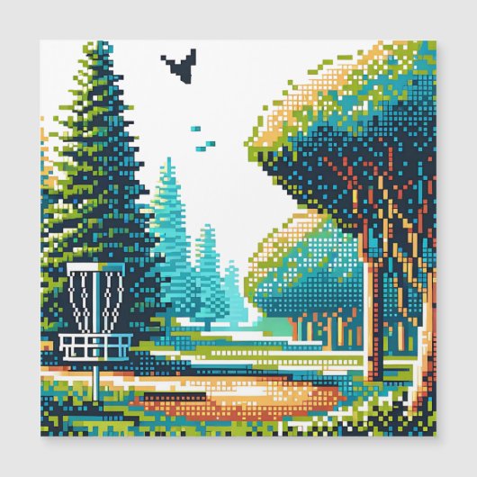 Disk Golf Pixel Art Magnetkarte (Vorderseite)