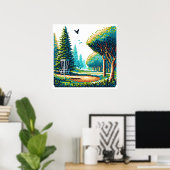 Disk Golf Pixel Art Poster (Heimbüro)