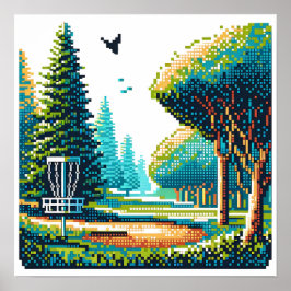 Disk Golf Pixel Art Poster