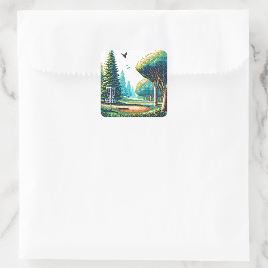 Disk Golf Pixel Art Quadratischer Aufkleber (Tasche)