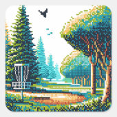 Disk Golf Pixel Art Quadratischer Aufkleber (Vorderseite)