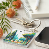 Disk Golf Pixel Art Schlüsselanhänger (Vorderseite rechts)