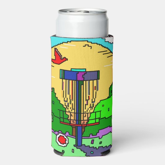 Disk Golf Pixel Art Selters Dosenkühler (Seltzer Rückseite)