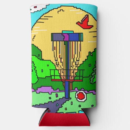 Disk Golf Pixel Art Selters Dosenkühler (Vorderseite)