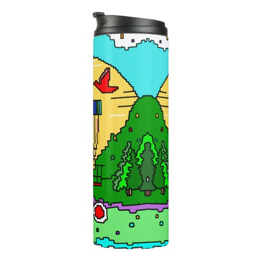 Disk Golf Pixel Art Thermosbecher (Nach rechts gedreht)