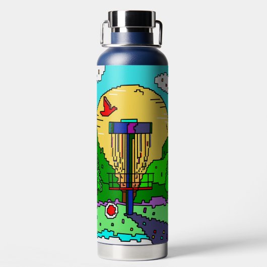 Disk Golf Pixel Art Trinkflasche (Rückseite)