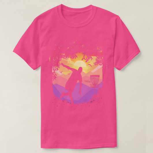 Disk Golf Pixel Sunset Tree Gerahmte Disk Golfer A T-Shirt (Design vorne)