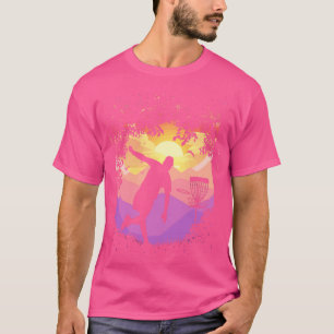 Disk Golf Pixel Sunset Tree Gerahmte Disk Golfer A T-Shirt