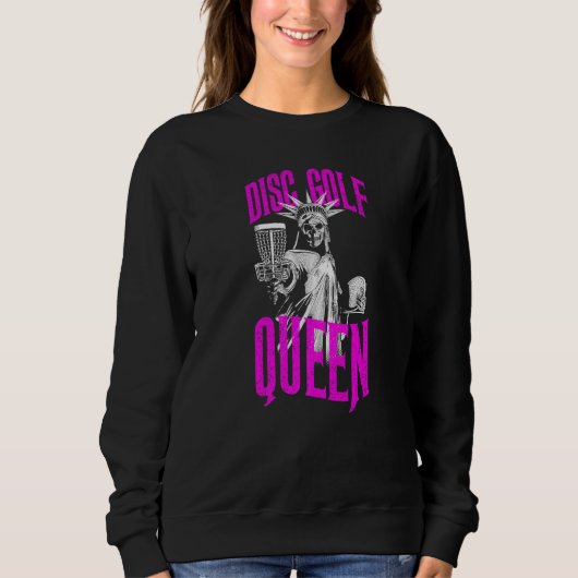 Disk Golf Queen Gothic Statue of Liberty Skeleton Sweatshirt (Vorderseite)