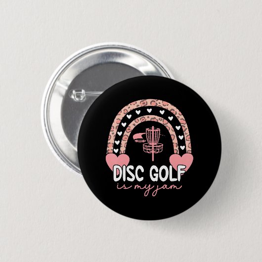 Disk Golf Rainbow Leopard Disc Golf ist mein Jam I Button (Vorne & Hinten)