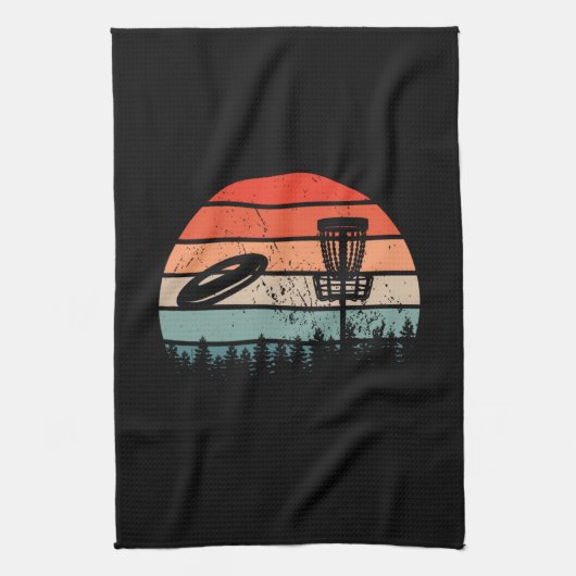 Disk Golf Retro Geschirrtuch (Vertikal)
