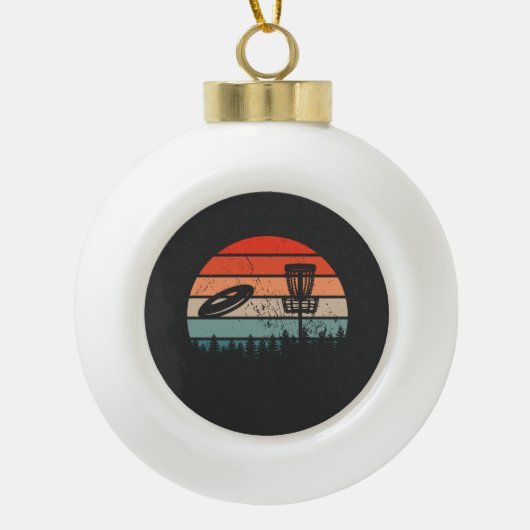 Disk Golf Retro Keramik Kugel-Ornament (Vorderseite)