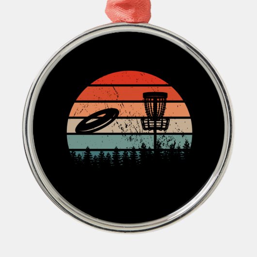 Disk Golf Retro Ornament Aus Metall (Vorne)