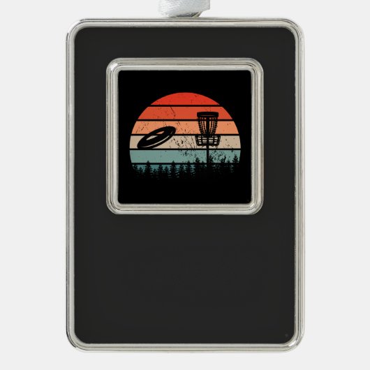 Disk Golf Retro Rahmen-Ornament Silber (Vorderseite)
