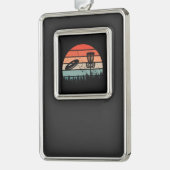 Disk Golf Retro Rahmen-Ornament Silber (Links)