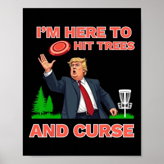 Disk Golf Shirt Funny Hit Trees und Curse Retro Di Poster (Vorne)