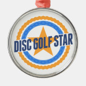 Disk Golf Star Silbernes Ornament (Vorne)