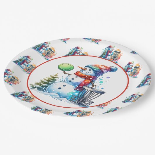 Disk Golf Themed Christmas Party Pappteller (Schrägansicht)