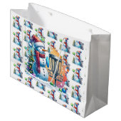 Disk Golf Themed Weihnachten Große Geschenktüte (Vorderseite Schrägansicht)