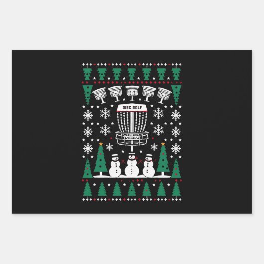 Disk Golf Ugly Christmas Sweater Pajama Geschenke Geschenkpapier Set (Vorderseite)