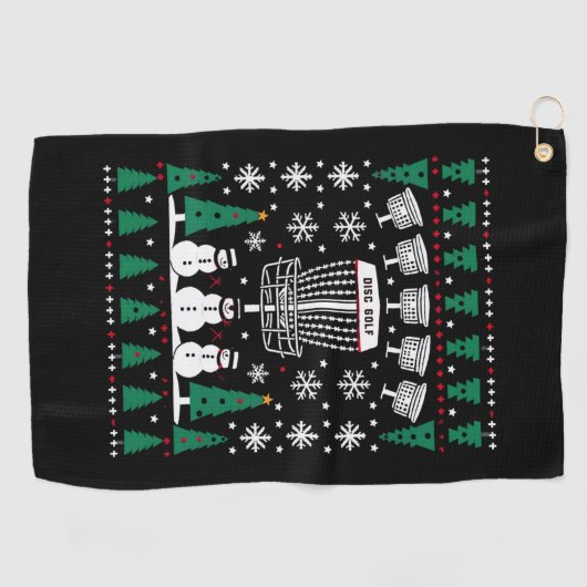 Disk Golf Ugly Christmas Sweater Pajama Geschenke Golfhandtuch (Horizontal)