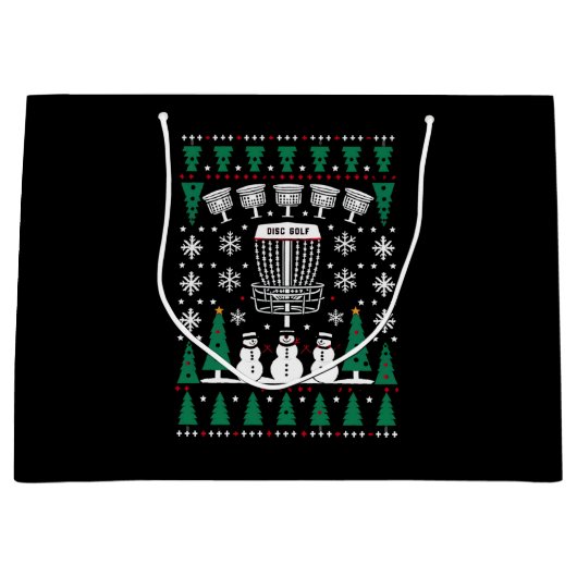 Disk Golf Ugly Christmas Sweater Pajama Geschenke Große Geschenktüte (Vorderseite)