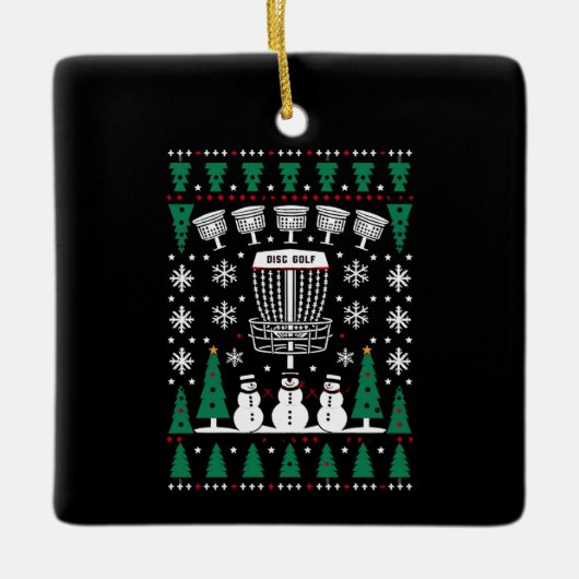 Disk Golf Ugly Christmas Sweater Pajama Geschenke Keramikornament (Vorderseite)