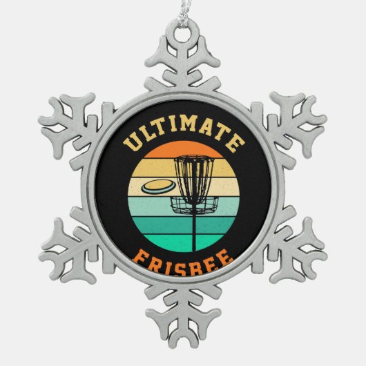 Disk Golf Ultimate Frisbee Schneeflocken Zinn-Ornament (Vorderseite)