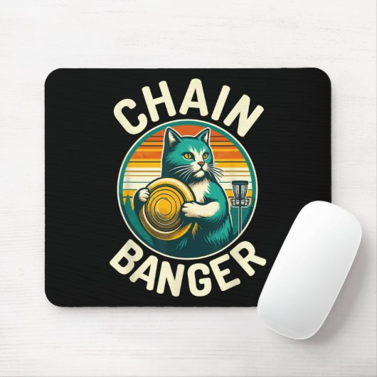Disk Golfer Cat Chain Banger Disk Golf Player Mousepad (Mit Mouse)