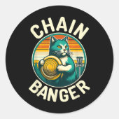 Disk Golfer Cat Chain Banger Disk Golf Player Runder Aufkleber (Vorderseite)