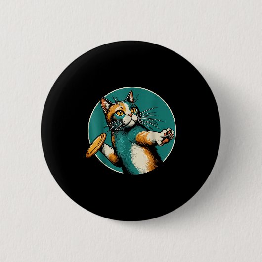 Disk Golfer Cat Disk Golf Player Sonniges Hallowee Button (Vorderseite)