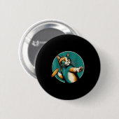 Disk Golfer Cat Disk Golf Player Sonniges Hallowee Button (Vorne & Hinten)