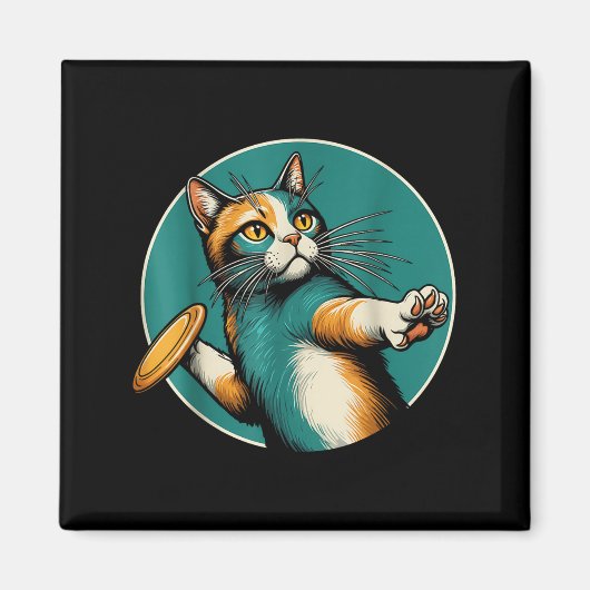 Disk Golfer Cat Disk Golf Player Sonniges Hallowee Magnet (Vorne)