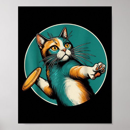 Disk Golfer Cat Disk Golf Player Sonniges Hallowee Poster (Vorne)