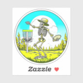 Disk Golfing Skeleton in Hat Retro Aufkleber (Blatt)