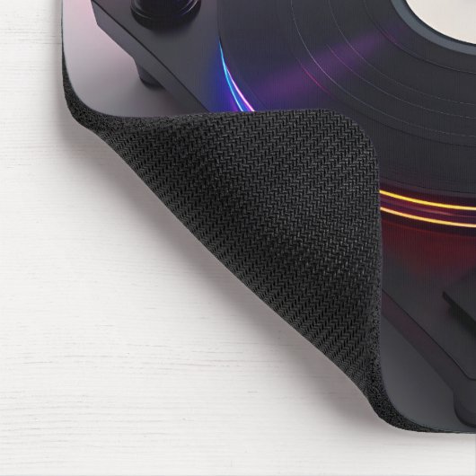 Disk Jockey Turntable mit Neon Musiknoten Mousepad (Ecke)