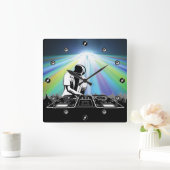 Disk Jockey Wall Clock Quadratische Wanduhr (Zuhause)