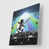Disk Jockey Wall Clock Quadratische Wanduhr (Winkel)