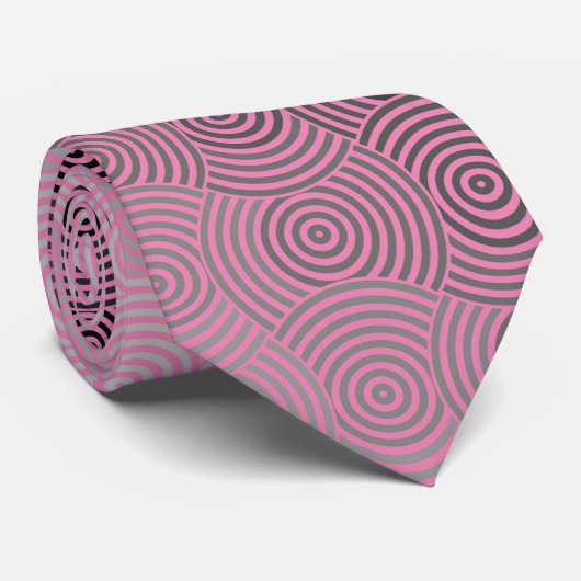 Disk Pattern 02.Gray Pink BG Krawatte (Gerollt)