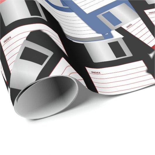 Diskette Computer Science Engineer Red Blue Geschenkpapier (Rolleneckpunkt)