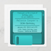 Diskette Geek Geburtstagsparty Einladung, Aquamari Einladung (Vorne/Hinten)