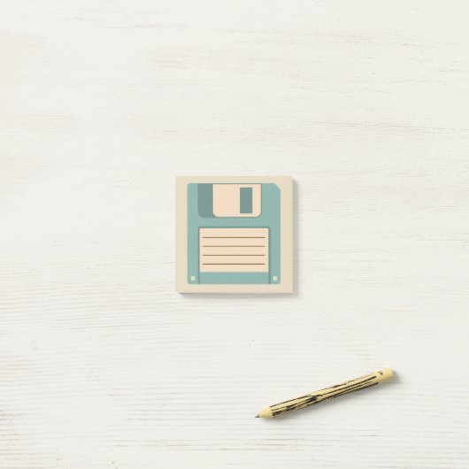 Diskette-illustrierte Blau-und Post-it Klebezettel (Auf Schreibtisch)