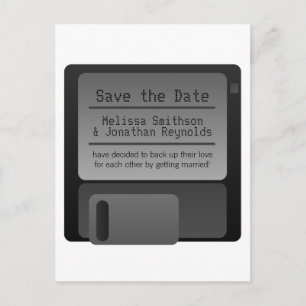 Diskette Save the Date Postkarte, grau Ankündigungspostkarte